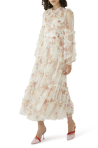 Trailing Blooms Ruffle Ballerina Dress